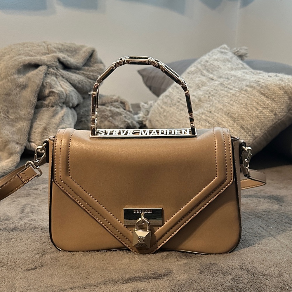 Steve Madden Brown Crossbody Bag with Patterned Handle